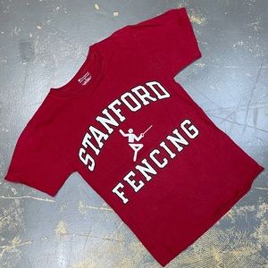 Champion Stanford Fencing Shirt NCAA Small Red Center Swoosh